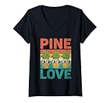 donna pine love fruit summer tropical ananas amante maglietta con collo a v