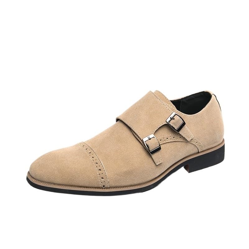 Formal Shoes for Men Double Monk Party Slip On Breathable Casual Business Anti-Slip Slip Resistant Rubber Sole Dress