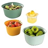 VIELSEITIG EINSETZBAR – Ob für Salate, für Chips, zum Aufbewahren von Lebensmitteln und Obst oder für einen selbst gepressten Saft zum Früshstück. Das Küchen Set kann vielseitig verwendet werden.
