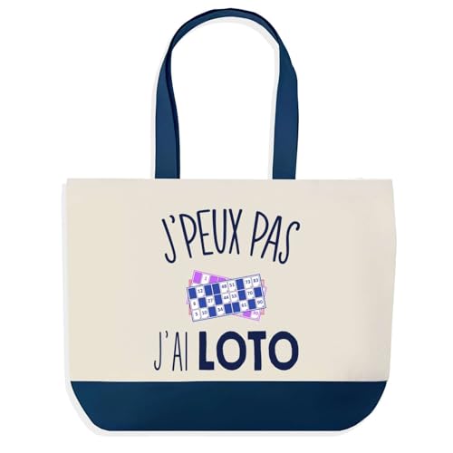Sac de shopping bleu J'peux Pas Loto grand format pour courses