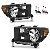 KarSpareHub Headlights W/Bulbs for 2007-2013 Toyota Tundra, Fits 2008-2017...