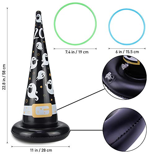 Halloween Toys Game Inflatable Witch Hat Ring Toss, Throwing Hat Ring Carnival Obstacle Course Toys, Backyard Games For Kids And Adults Halloween Party Supplies Indoor Hula Hoop Family Or Friends #TOP1