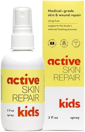 Active Skin Repair Kids First Aid Spray - Non-Toxic & Natural Antiseptic for Minor Cuts, Wounds, Scrapes, Rashes, Sunburns, and Other Irritations (3oz Spray)