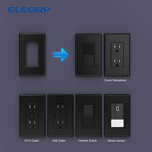Plaque murale décorative sans vis noire lot de 10 ELEGRP taille standard - 6