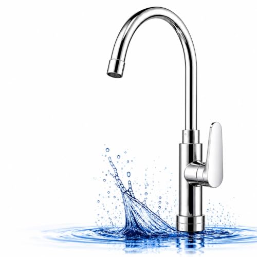 Image of Tap Swan Neck with 360 Degree Rotation, Single Lever Kitchen Sink Faucet, Flexible Gooseneck Water Tap, Chrome Finish, Mixer Tap for Kitchen Sink | Modern Design Taps | Wash Basin Tap | Pillar Tap