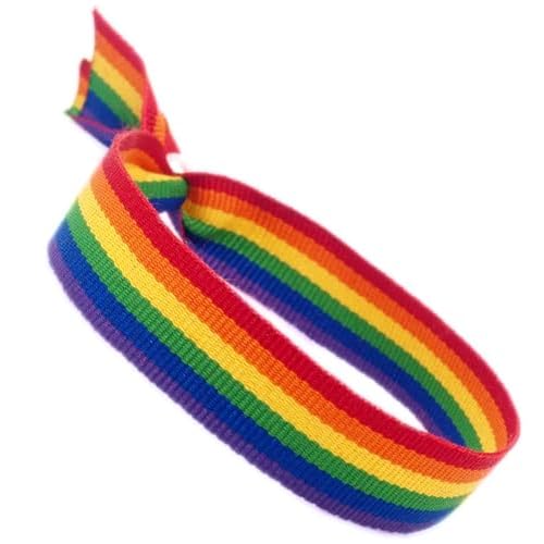 GOS Best Supplies Pulsera De Tela LGTB Arcoiris Multicolor Rainbow Bandera LGTB Orgullo Gay Pride 1 pulsera 32 cm x 1,5 cm Hombre Mujer Unisex
