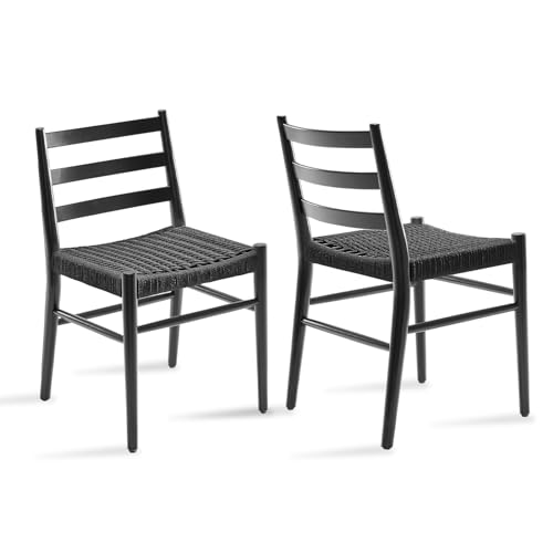 Stary Wood Rattan Dining Room Chairs with Comfortable Woven Seat,Fully-Assembled