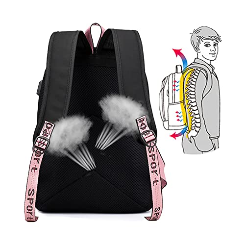 Hazbin Hotel Mochila con USB y gran capacidad juvenil 4