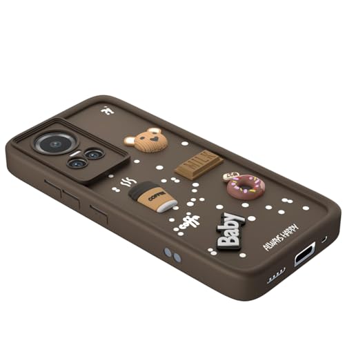 Image of Bintage Ball Bear| Donut| Milk Cake| Baby| Coffee Rubber Case Camera Protection Back Cover Compatible for Oppo Reno10 Pro 5G - Brown