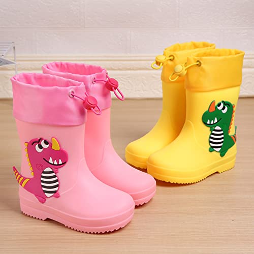 Classic Children Waterproof Rain Boots PVC Rubber Children Water Shoes Rain Boots Kids Baby Cartoon Outdoor Shoes (Yellow, 17.00)4