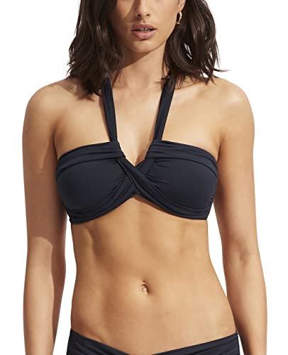 Seafolly womens Bandeau Halter Bikini Top Swimsuit Separates, Eco Collective True Navy, 8 US
