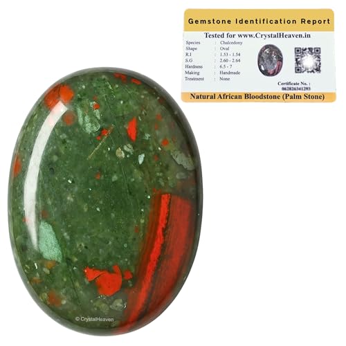 Image of Certified African Bloodstone Crystal Palm Pebbles Stones for Anxiety Stress Relief Massage - AAA Grade Original Healing Gemstone Agate Palm Stone for Yoga Meditation Spiritual Reiki Feng Shui