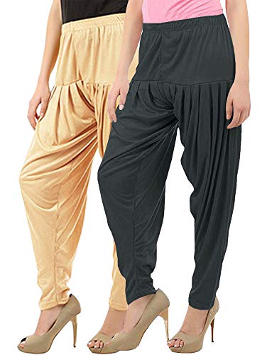 Image of Buy That Trendz Womens Patiala Pants Combo Pack of 2 Viscose Dhoti Patiyala Salwar Harem Bottoms Pants