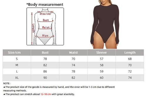 Sukiglam Women's Bodysuits Long Sleeve Crew Neck Thong Bodysuit Top Sexy Ladies One Piece Leotard Basic Shapewear Body Suits High Stretchy Soft Going Out Blouse Slim Fit Casual T Shirts - Image 4