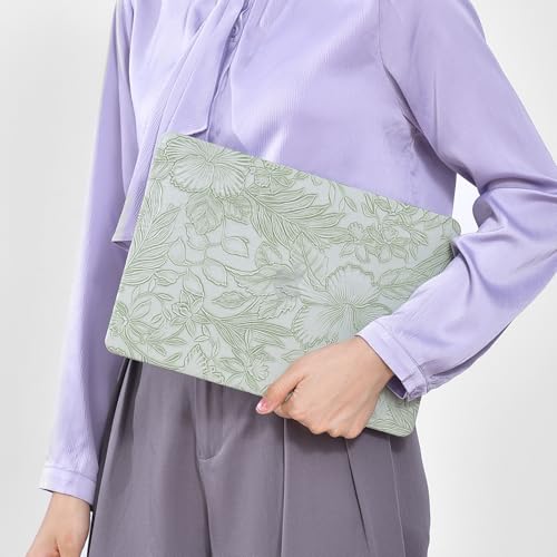 Funda MacBook Air 15 M2/M3 verde claro rígida con flores y protector teclado