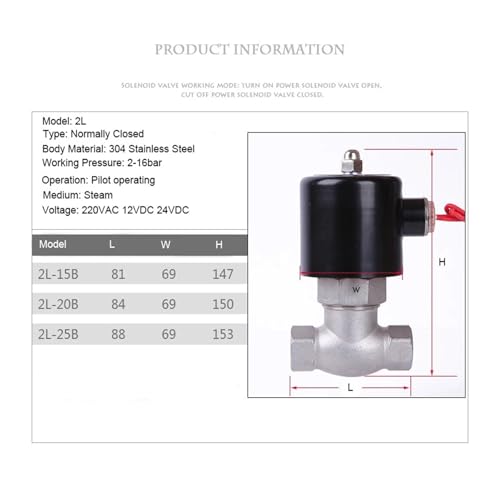 Électrovanne à vapeur 1-1/4" résolvant les fuites de pression en inox 24V - 3