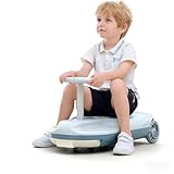 IMOYBBR Clean Go-Karts, elektrisches Go Kart, 12 V Rutschauto mit Bodenreinigungsfunktion, 5 Geschwindigkeiten einstellbar, Stimmungslichter, Ablagefach, stabile Wackelfahrt für drinnen und draußen