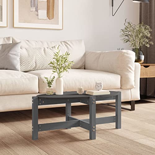 Table basse gris en bois de pin massif robuste pour salon chic