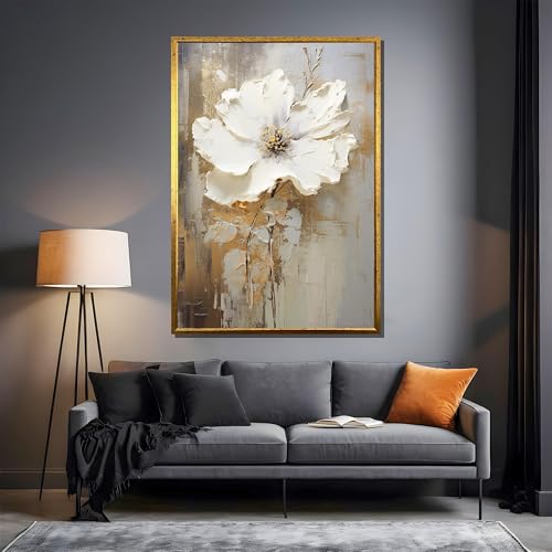 Tableau de fleurs blanches poétique pour une ambiance murale douce et nature