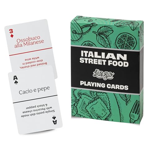 Lingo Italian Street Food Playing Cards | Italian Street Food Recipes & Tips Travel Flashcard Deck