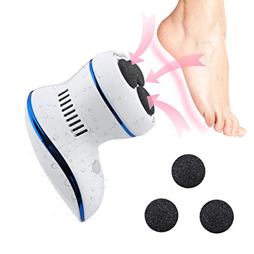 Electric Foot Scraper, Heel Scraper for Feet, Foot Filer for Dead Skin, Electric Callus Remover for Feet, Foot Sander Foot Scrubber 3 Heads Callus Shaver Callus Eliminator with Vacuum (Blue)