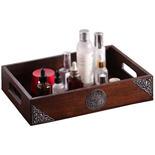 Panier de rangement de table à thé en bois compartimenté pour cosmétiques et snacks