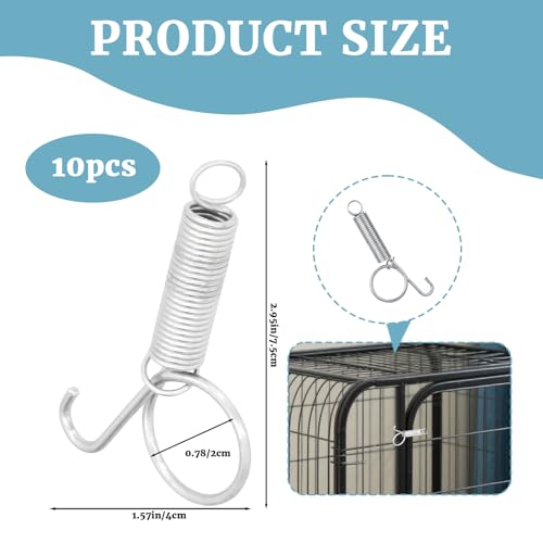 Image of 10 Pack Multi-Functional Metal Finger Spring Latch Hook for Rabbit Cage Door Dog Crate Lock Cat Door Latch for Fixing Small Animal, Rabbit, Dog, Parrot, Guinea Pig,Squirrel