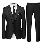 WULFUL Men's 3 Piece Slim Fit Suit Set Two Button Blazer Jacket Vest Pants Tuxedo Set for Party, Wedding and Business