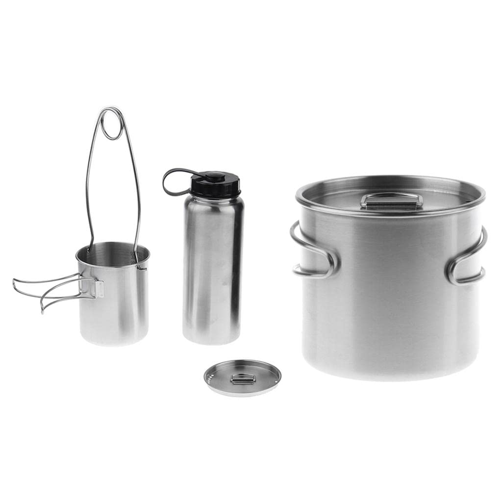 Gobelet de Camping Acier Inoxydable avec Poignée Pliable et Couvercle à Trous d'Aération Échelle Graduée Pratique Adapté aux Activités de Camping