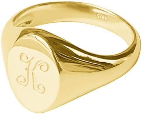 Custom Womens Pinky Ring Personalized 925 Sterling Silver Monogrammed Initial Signet Ring