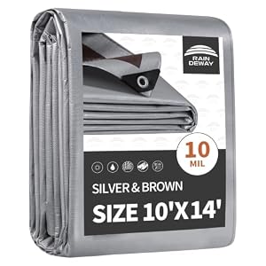 RAINDEWAY 10×14 Feet Tarps Heavy Duty Waterproof,10Mil Multipurpose Tarp