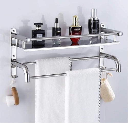 Towel Holder, 304 Stainless Steel Towel Rail Shelf 3 Rods, 40 Cm Wall Mounted Bathroom Towel Holder