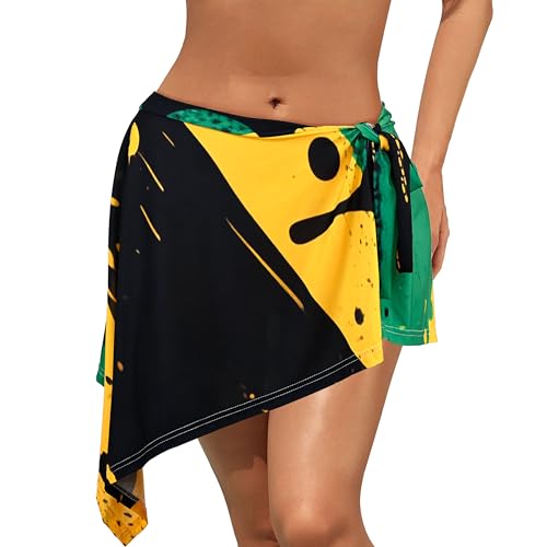 Athjunss Jamaica Flag Women Swimsuit Cover Ups Beach Bikini Wrap Sarong Bathing Suit Short Skirt For Swimwear