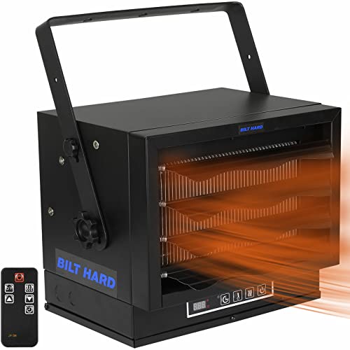 BILT HARD 8500W Electric Garage Heater, 240V Hardwired Fan-forced Ceiling Mount Shop Heater with Full-Function Remote, Digital Thermostat and 8-Hour Timer for Garage, Workshop, Warehouse, Black BILT HARD 8500W Electric Garage Heater, 240V Hardwired Fan-forced Ceiling Mount Shop Heater with Full-Function Remote, Digital Thermostat and 8-Hour Timer for Garage, Workshop, Warehouse, Black