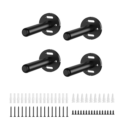 4pcs Floating Shelf Bracket Heavy Duty Shelving Mounting Brackets Hidden Floating Shelf Hardware,Black Metal Shelf Support Bracket (4 inch --4pcs--Without Tools)
