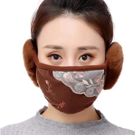 Okara Girl's and Boys' Warm Winter Face Mask with Plush Ear MufF_Pack Of 01,Brown-image-23