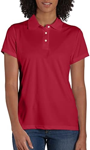 Hanes Sport Women's Cool DRI Performance Polo,Deep Red,Medium