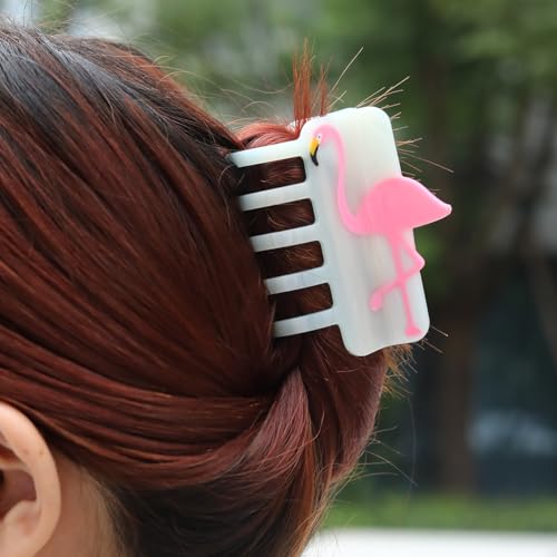 Pink and Purple Iridescent Flamingo Hair Claw Clip Personalized Acetate Novelty Hair Claw for Women Gift 1 Piece