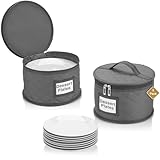 2 Pack 8' Bowl and Dessert Plate Storage Cases - China Storage Container - Stackable With Padded Interior to Store and Transport Your Fine China Dinnerware Dishes - 24 Felt Pads Included - Gray