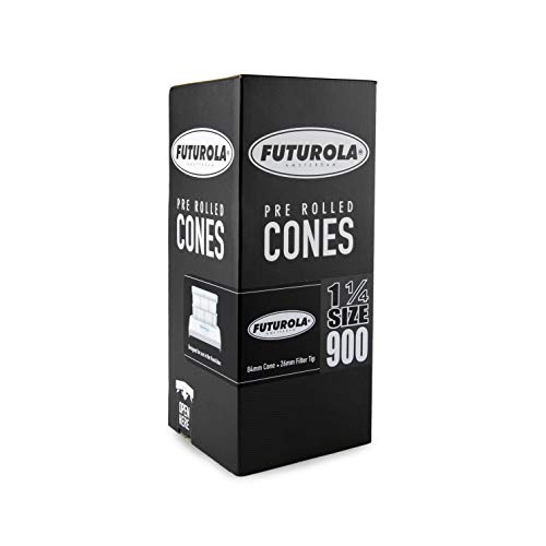 Futurola Pre Rolled Cones Bulk Unrefined 84Mm Super Thin 1 1/4 Pre Rolled Cones - Classic White (900Ct) 26Mm Filter Tip - Bulk Rolling Papers With Filters - Rolling Cones - Cones With Pre Rolled Tips #TOP2