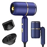 Sèche Cheveux Pliable de Voyage 2400W, Ionique Anti Frisottis, 3 Températures 2 Vitesses + Air Froid, Avec Diffuseur & Concentrateur, Compact Silencieux Maison & Voyage