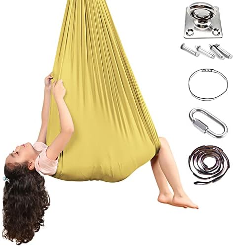 Mingfuxin Kids Sensory Therapy Swing, Indoor Outdoor 360° Children's Swing Hammock Elastic Cuddle Therapy Hanging Chair for Boys Girls with Autism ADHD SPD Asperger's Sensory Integration