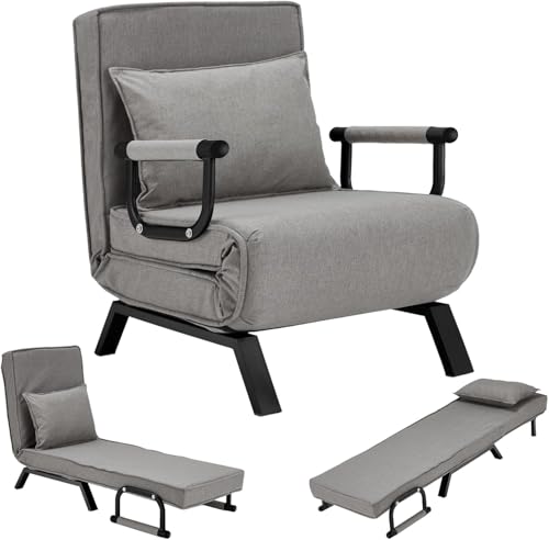 Hetpar Sofa,Schlafsessel 3 in 1 mit bettfunktion, Gästebettfür, Schlafsofa mit Bettfunktion, Verstellbarer Rückenlehne, Wohnzimmer, Schlafzimmer, Balkon (Dark Gray)