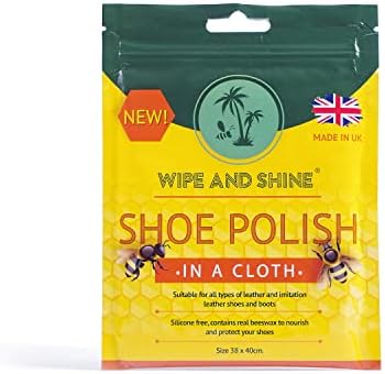 Kaps Wipe and Shine Shoe Polish Cloth, Quick Polishing Cloth for Shoes and Boots, 100% Cotton Cloth with Natural Beeswax for Exceptional Shine, Made in UK