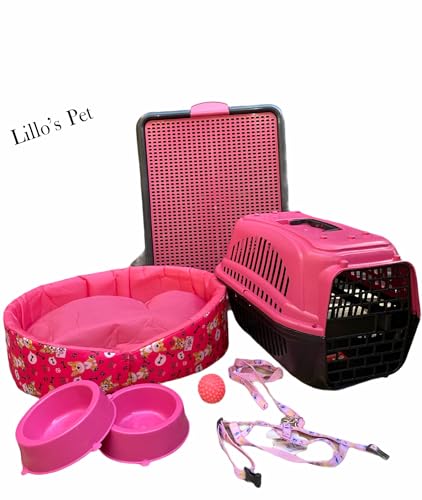 Kit Caminha Cama Caixa Transporte Milão Cachorro E Gato Pet Rosa