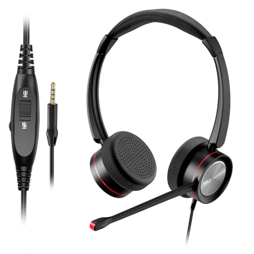 MKJ Auriculares con Cable para teléfono móvil con Conector Jack de 3.5 mm con micrófono y Control de Volumen para Smartphones pc