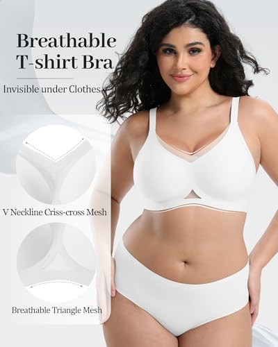 Image of Jelly Bras for Women No Underwire Mesh Wireless Crossover Bra Seamless Full Coverage Lift T Shirt Sleep Bralettes