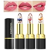 paminify Jelly Clear Crystal Flower Magic Lipstick,Color Changing Lipstick with Flower inside,PH Tem