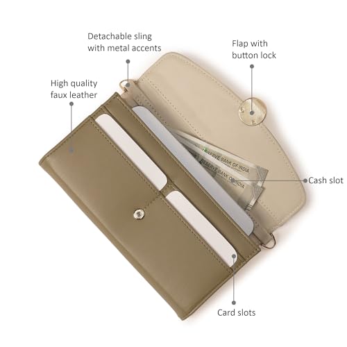 Image of Fastrack Women's Linklet Clutch | Detachable Chain, Card & Cash Slots, Magnetic Flap | Modern Evening Bag | 6 Months Warranty