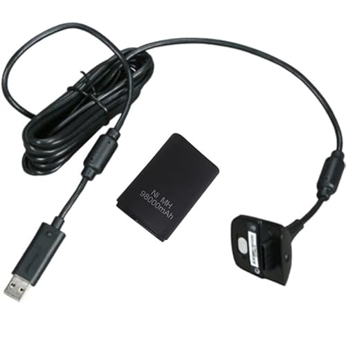 Kit Play Charge Bateria Recarregável E Cabo Carregador Compatível Para Controle De Xbox 360 98000mah